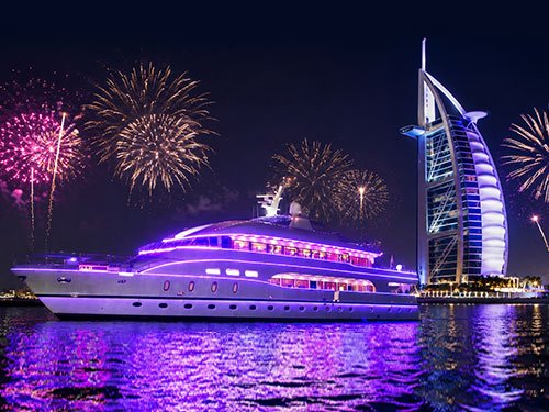 NYE Yacht Party with Burj Al Arab Fireworks