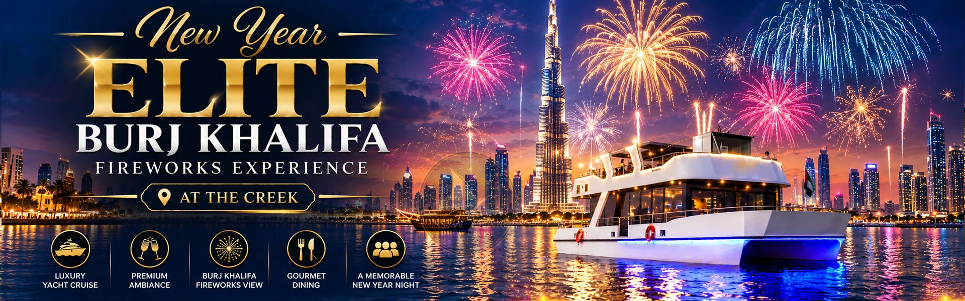 Elite NYE Burj Khalifa Fireworks Experience at the Creek